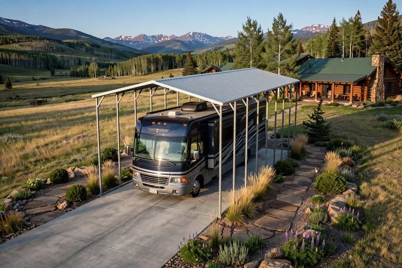 Tall metal cover over an RV