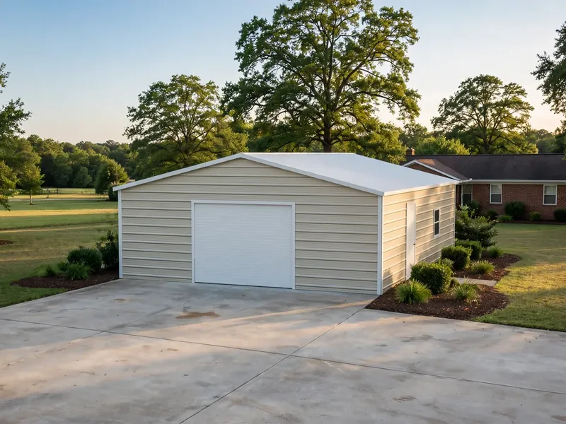 Enclosed vertical-roof garage