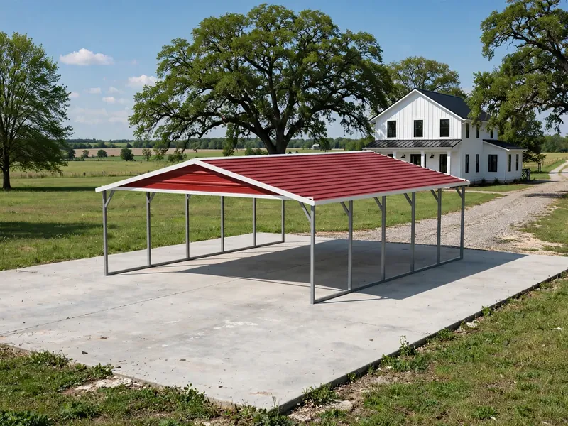Open carport beside an existing building
