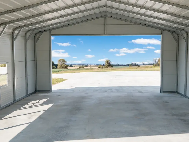 Interior of a vertical-roof metal building