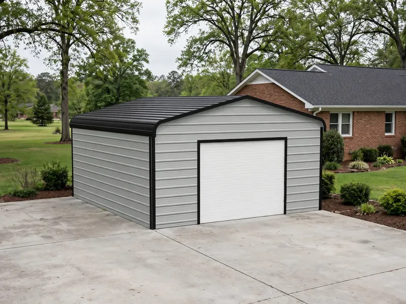 Regular-roof garage with a vehicle door