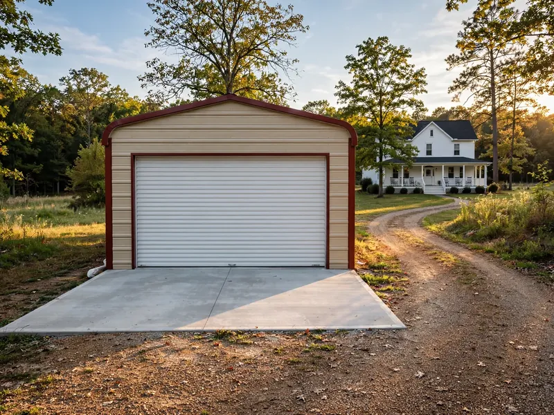 Regular-roof garage beside a house