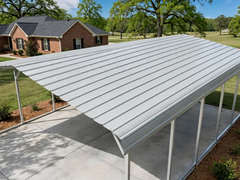 Close view of horizontal roof panels