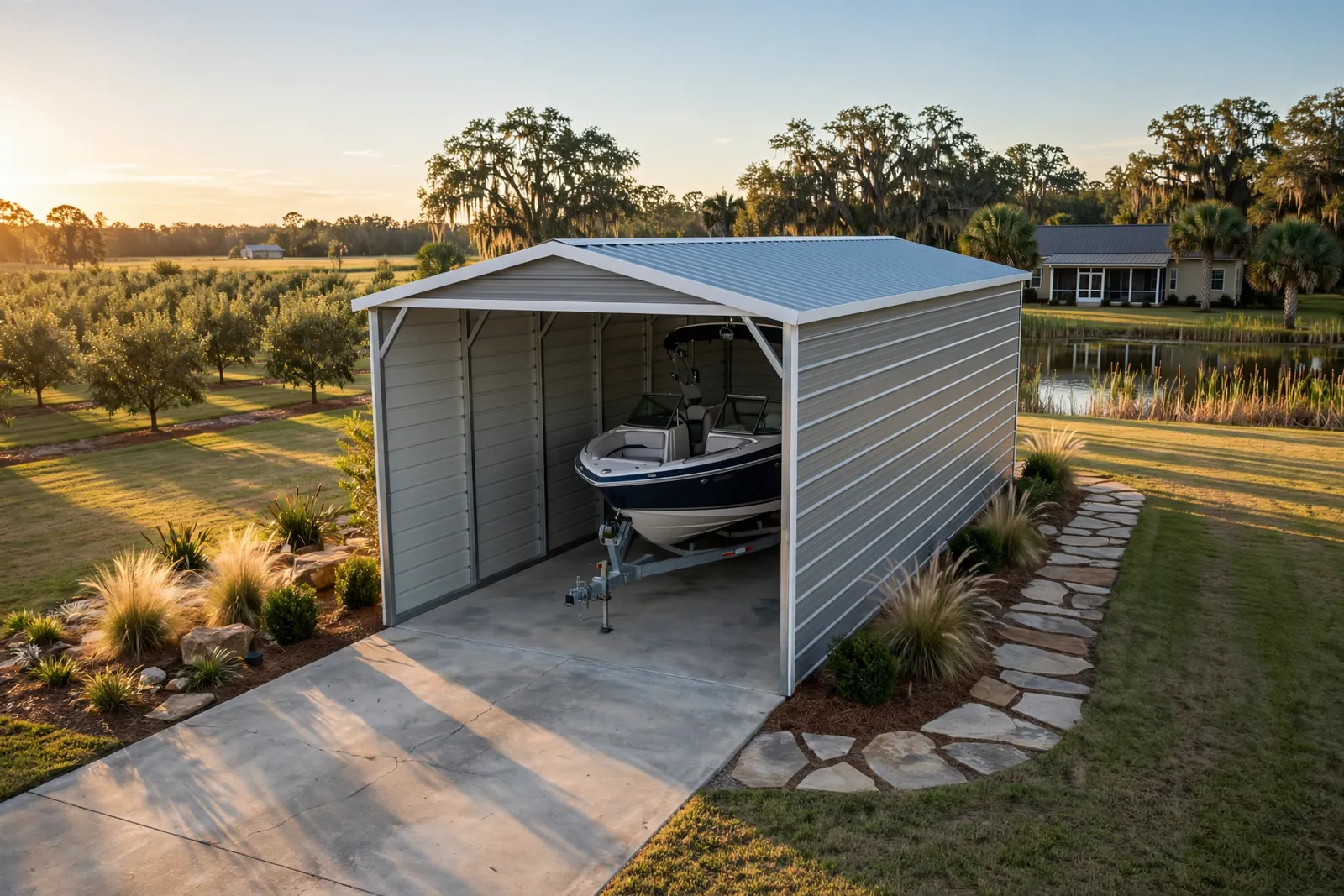 12 × 30 boat cover with closed back: computer render