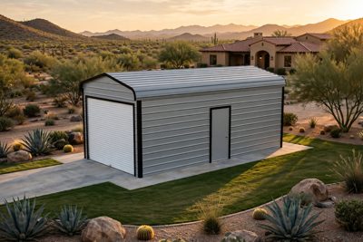 12 × 25 one-car garage: computer render