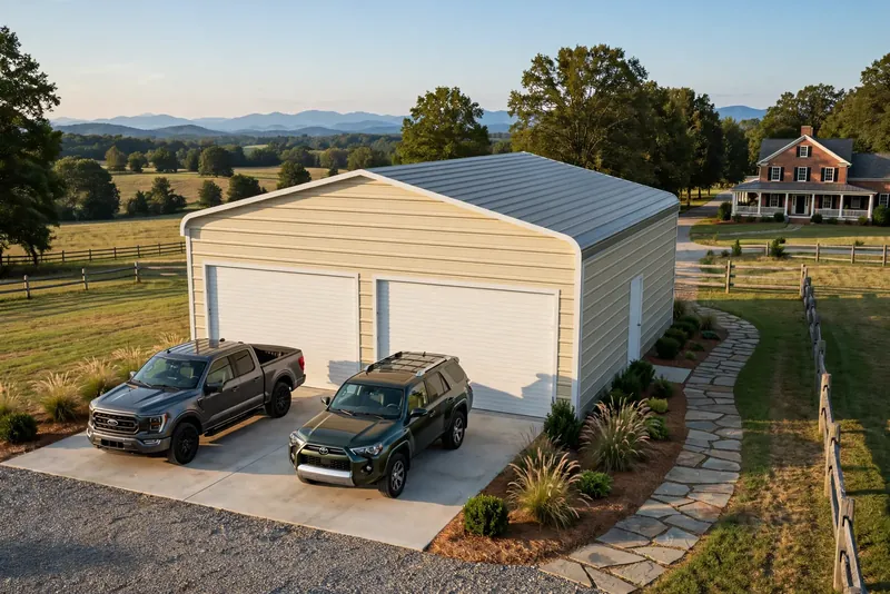 24 × 25 two-car garage: computer render