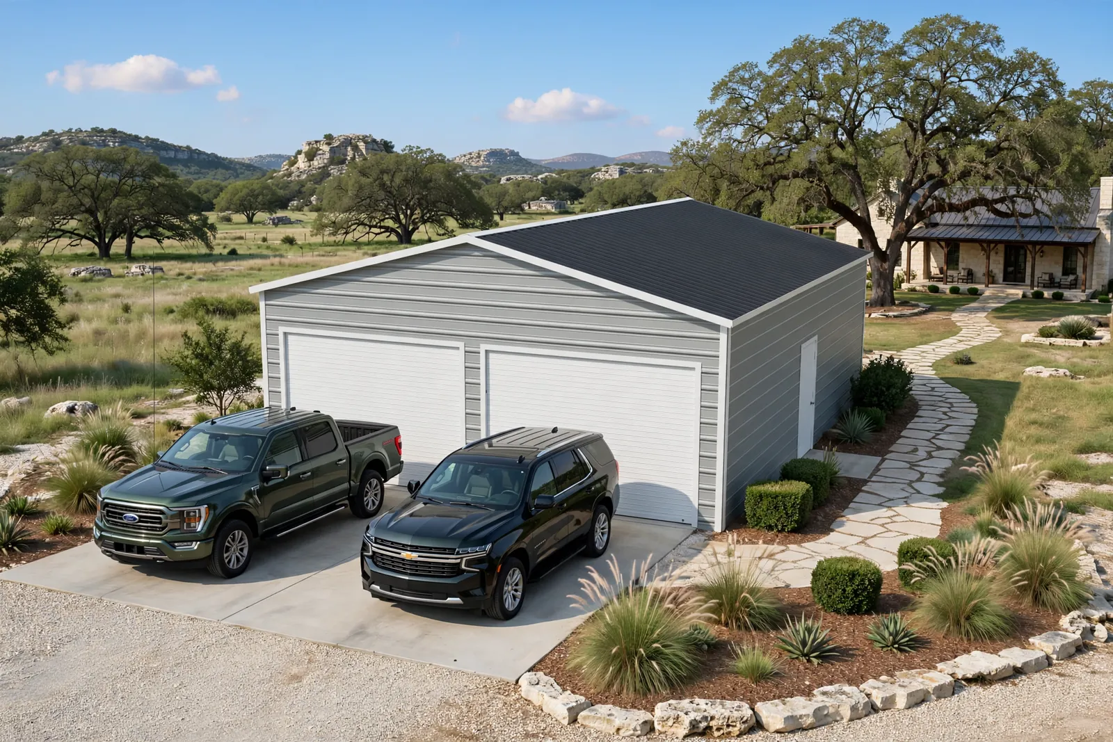 24 × 30 two-car garage and workshop: computer render