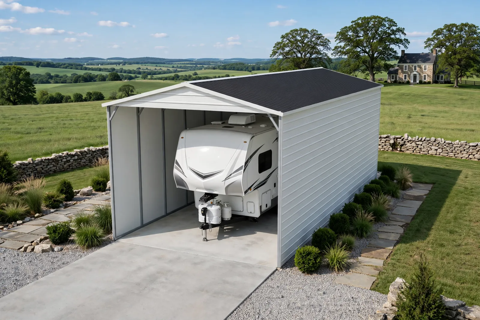 18 × 40 RV port with closed sides: computer render