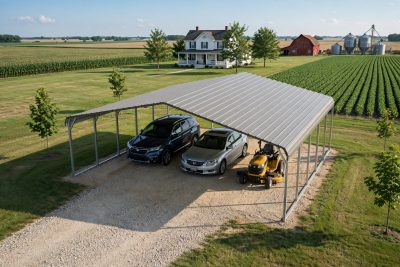 26 × 25 three-car carport: computer render