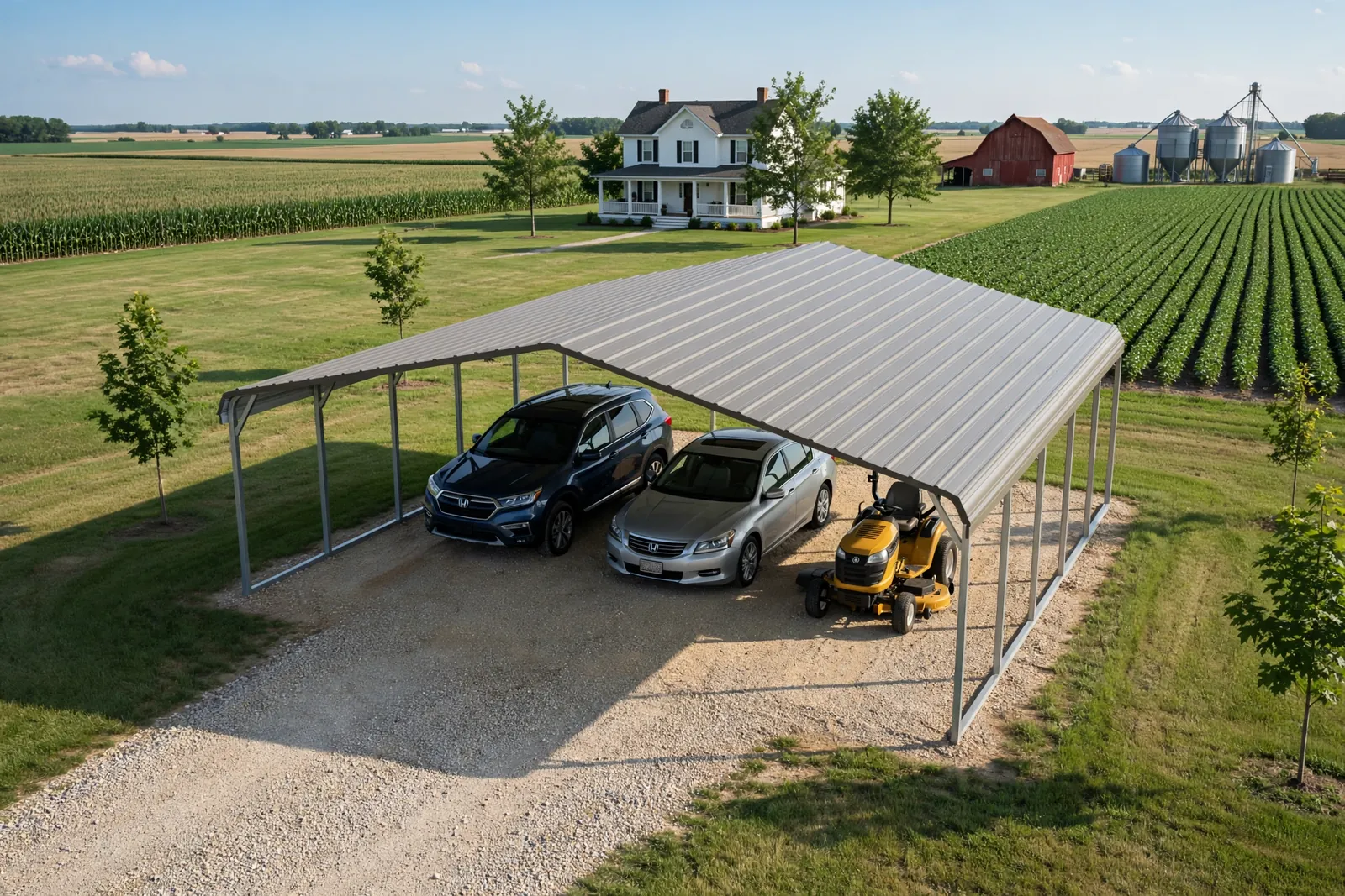 26 × 25 three-car carport: computer render