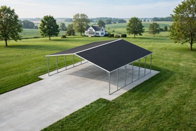 30 × 30 three-vehicle carport: computer render