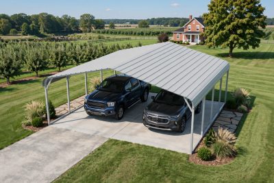 20 × 20 two-car carport: computer render