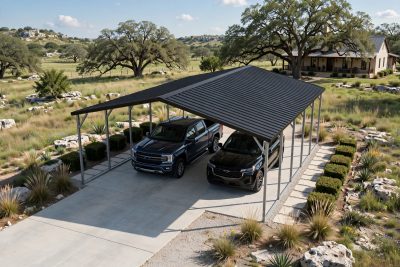 20 × 25 two-car carport: computer render